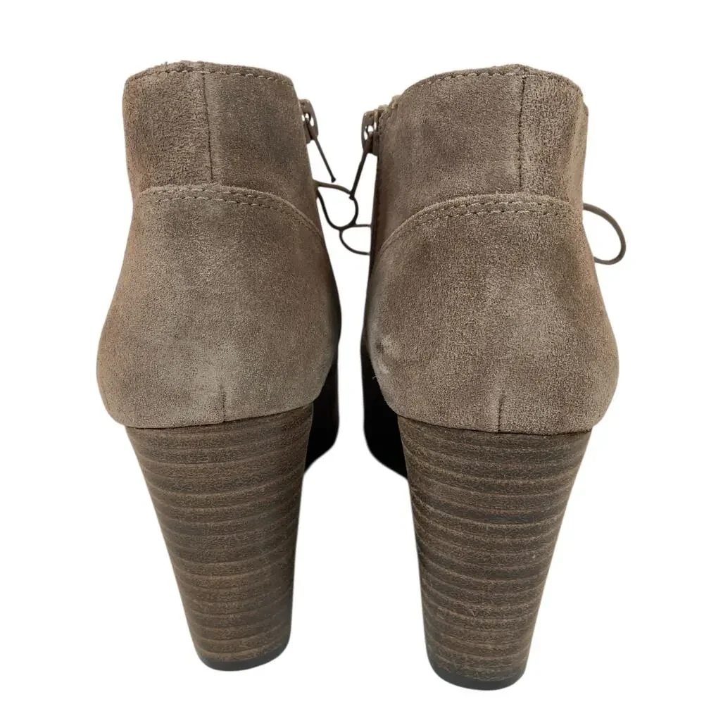 Lucky Brand Wedge Ankle Boots Shylow Suede Leather Women's Size 9 M